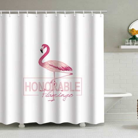 Filiyano-Rideau de douche à motif flamant rose, en polyester imperméable, avec 12 crochets, convient pour la salle de bain, dimensions : 180 x 200 cm.