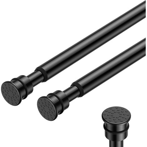 Lot de 2 Tringle Rideau Sans Perçage Extensible 67-124 cm, Noir (1/5)
