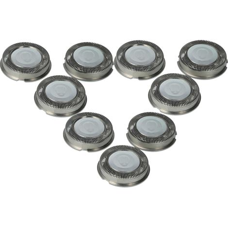 vhbw 9x Ersatz-Scherköpfe kompatibel mit Philips HS820, HS708, HS706, HS715, HS800, HS805, HS755, HS765 Elektrorasierer, Silber
