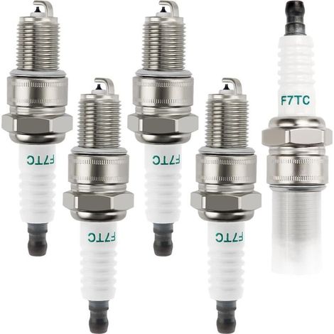 Pieces F7TC Spark Plugs, Lawnmower Spark Plug, Solid Terminal Spark Plug Replace F6TC / F7TC, for GX120 GX200 GX240 Go Kart Bike Ground Polishing 168F (1/4)