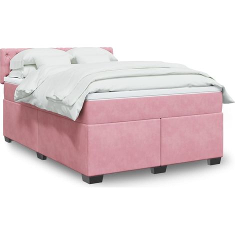 Boxspringbett mit Matratze Rosa 140x200 cm Samt