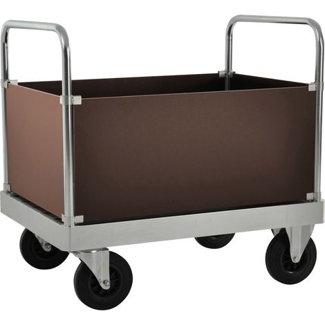 Kongamek Kofferwagen verzinkt 960mm hoch mit Ladefläche 840x600mm aus MDF mit Bremse