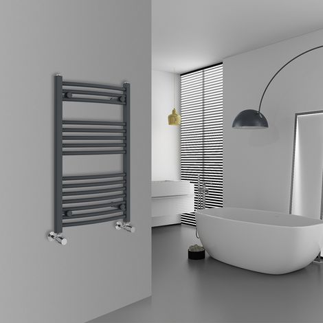 WarmeHaus Curved Anthracite Bathroom Ladder Radiator 800x500mm (1/5)