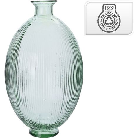 Vaso in Vetro Riciclato con Decoro a Righe 30x54cm 21l