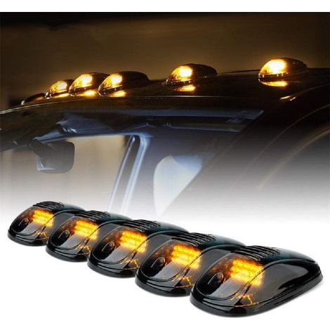 Lot de 5 feux de toit LED avec interrupteur – Feux de position orange pour SUV et camions, étanches 12 V, avec kit d'installation complet (1/5)