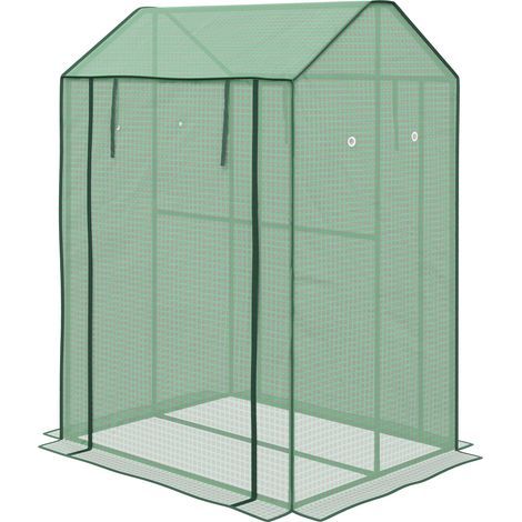 Serre de jardin Serre de jardin avec 2 espaces et 2 portes enroulables - 0,8 m² Serre à tomates dim. 1L x 0,8l x 1,5H m, Acier et PE (1/5)