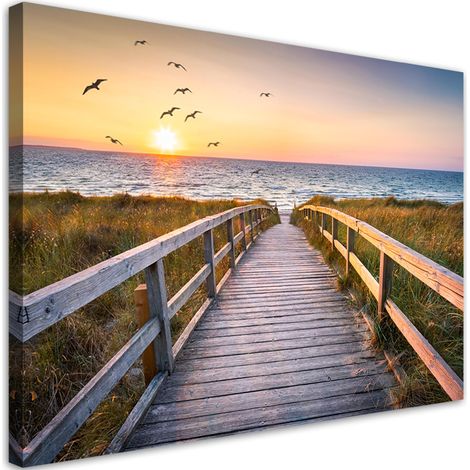 Quadro su tela, Sunset Sea Beach - 60x40 (1/4)