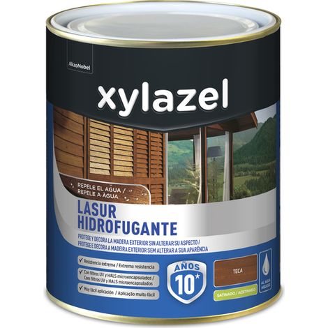 XYLAZEL protector hidrofugante satinado teca 0.750l , Protector hidrofugante de madera Xylazel Protector de madera al agua en color teca satinado Indicado para proteger y d