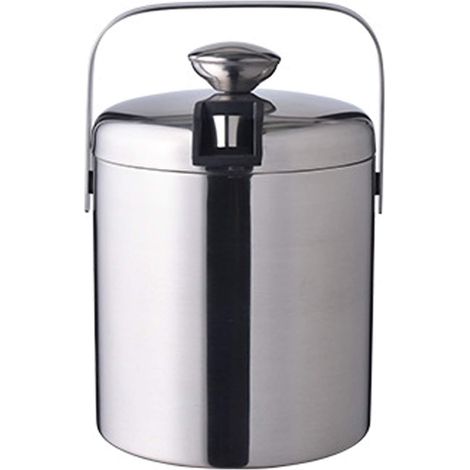 Kit de Seau à Glace à Isolation Thermique en Acier Inoxydable 304 Double Couche 1,3 L (Seau + Couvercle + Filtre + Clip)