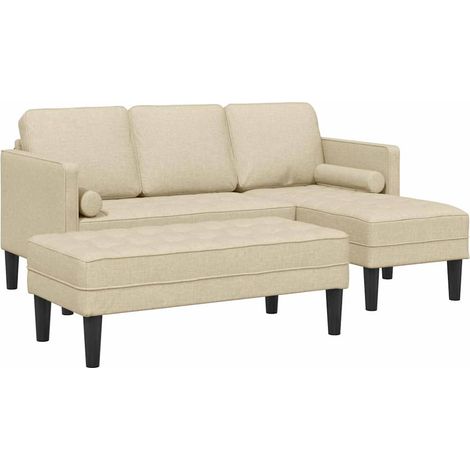 vidaXL Ensemble de Canapés 2 pc Crème Polyester