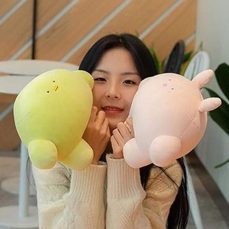 Peluche lapin douce de 23 cm - Coussin cylindrique pour enfants, adorable doudou pour la sieste et le coucher (1/5)