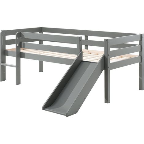 Cama de media altura 90x200 con tobogán y somier Vipack Pino Gris (1/5)