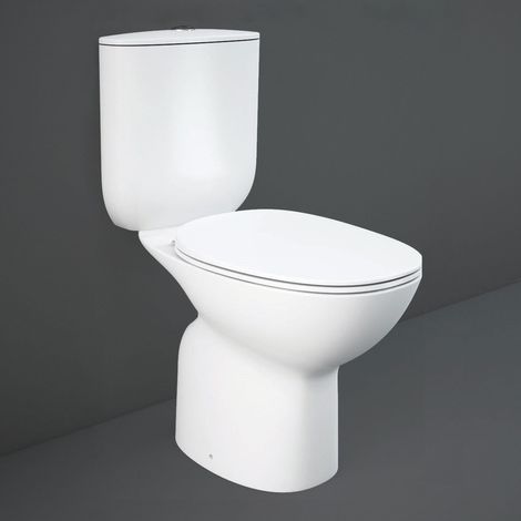 RAK Morning Rimless Open Back Close Coupled Toilet with Push Button Cistern - Soft Close Seat (1/4)