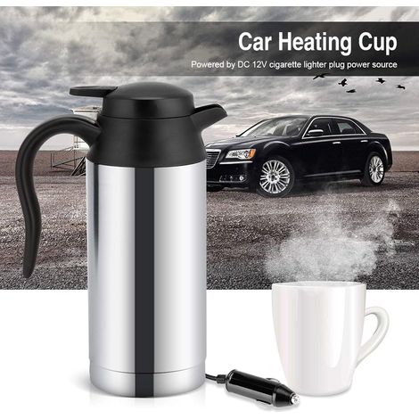Hervidor eléctrico para coche - 12V - 750ml Hervidor eléctrico de viaje de acero inoxidable - con función de calentamiento - Para uso en viajes, como café, té y bebidas calientes. (1/4)