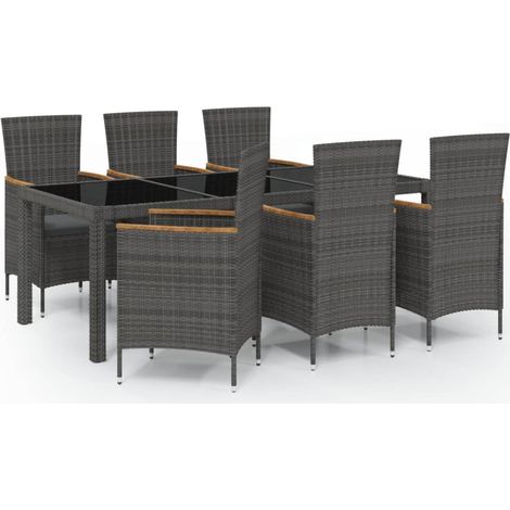 Maison Exclusive - 7-tlg. Garten-Essgruppe mit Auflagen Poly Ratt