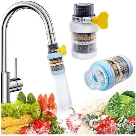 Lot de 2 filtres à eau pour robinet de cuisine, filtre à charbon actif, élimine le chlore, le fluorure, les métaux lourds, adoucisseur d'eau dure, la cuisine, la salle de bain (1/5)