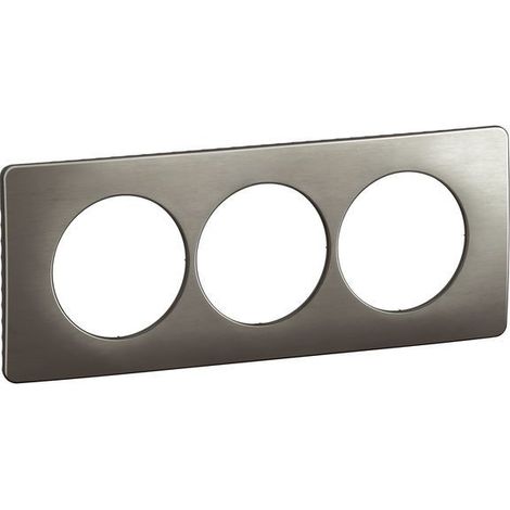 plaque de finition - 3 postes - entraxe 57 mm - acier satiné - legrand céliane cp1807 (1/2)