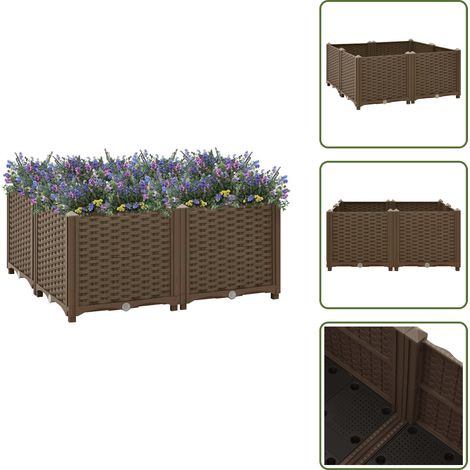 Lit surélevé 80x80x38 cm Polypropylène - Jardinière - Bac De Culture - Jardin Extérieur - Pots De Fleurs - Décoration Extérieure (1/5)