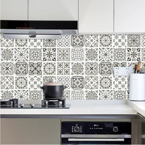 Papier Peint de carrelage Auto-Adhésif 50X100Cm Peel And Stick Stickers Carrelage Cuisine Dosseret, Autocollant Muraux Étanche Décor (1/4)