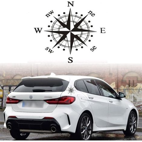 Autocollant de boussole, autocollant de voiture de boussole en vinyle, 15cm 15cm, adapté au capot de voiture, modification extérieure de camping-car (1/4)