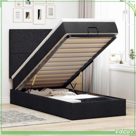 Cadre de lit ottoman avec matelas - 3313038 - Noir - 90x190 cm - Rangement hydraulique (1/5)