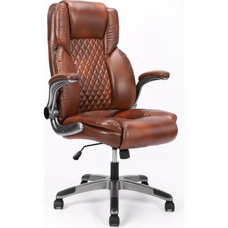 DYHOME Chaise de bureau, conception ergonomique,dossier et accoudoirs réglables, capacité maximale de 180 kg, couleur marron