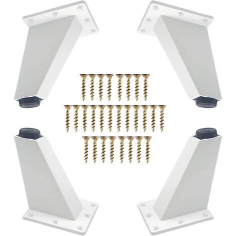 Lot de 4 pieds de meubles, obliques en métal en aluminium, remplacement des pieds de canapé, vis de montage incluses, blanc, 80 mm (1/4)