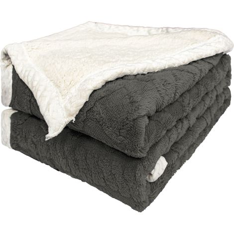 Manta Borreguillo Jacquard para Sofá Cama 130x160cm, 160x220cm y 220x240cm - Mantas Polar Reversible de Sherpa Gruesa, Calientes Super Suaves y Cómodas (1/5)