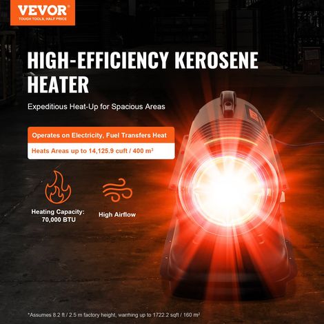 Chauffage à Air Pulsé au Kérosène Diesel, 70000 BTU, Chauffage d'Appoint Portable, Contrôle du Thermostat, Réservoir 19 L, pour Mai… (1/5)