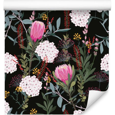 Carta da parati con collage di fiori per soggiorno e camera da letto, 50x1000 cm (1/5)