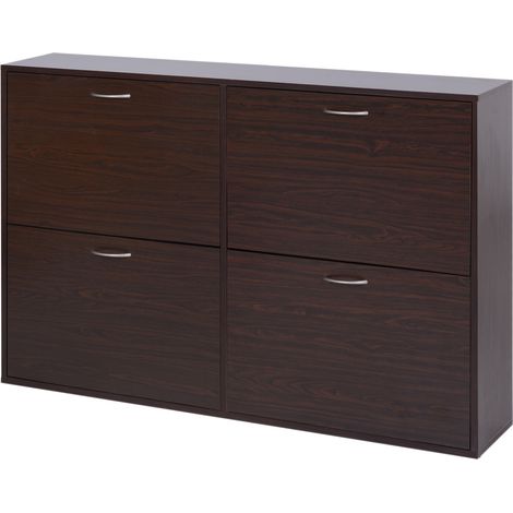 Étagère à chaussures gain de place pour 24 paires avec étagères réglables et 4 tiroirs, en bois, 120 x 24 x 81 cm, marron (1/5)