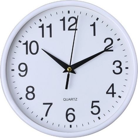 Horloge murale en plastique - 20 cm - Chiffres arabes - Horloge murale silencieuse - Quartz - Pour école, bureau, salon, (1/4)