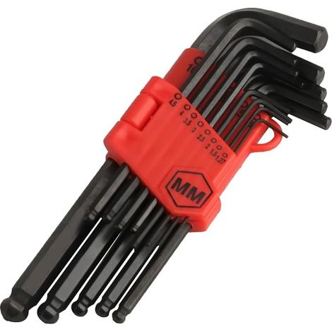 13pcs Metric Long Allen Key Set 1.27-10mm Ball End Hex Key Wrench Set for Furniture Assembly, Bike Repair, Home DIY (1/5)