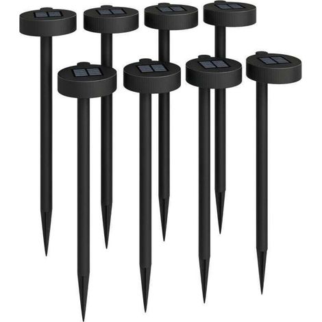 Set de 8 Projecteurs Solaires d’Extérieur – LED 3000K, IP44 – Hauteur 46 cm – Noir (1/5)