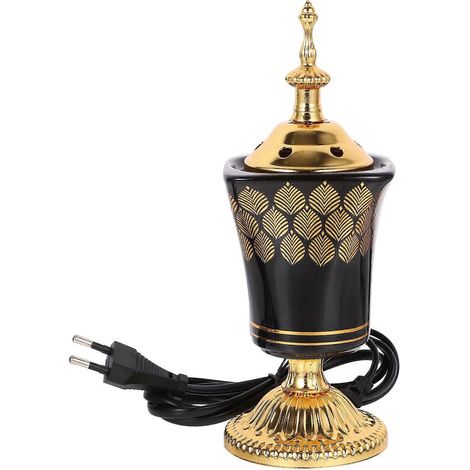 Brûleur d'encens électrique à brancher, porte-encens en métal, brûleur d'encens de table, prise UE-19.50X7.50X7.50CM-Black