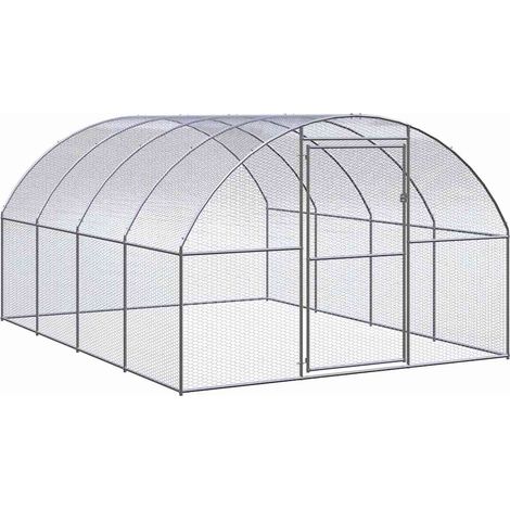 Enclos Poulailler extérieur - Parc enclos pour animaux Cage à poules 3x4x2 m Acier galvanisé BV704471 - BonneVie (1/5)