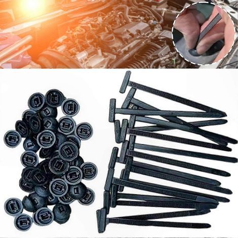 Colliers de serrage en nylon haute résistance, 20 à 100 pièces, boucles autobloquantes pour câblage et réparation, fixations en plastique durable pour usage automobile (1/5)