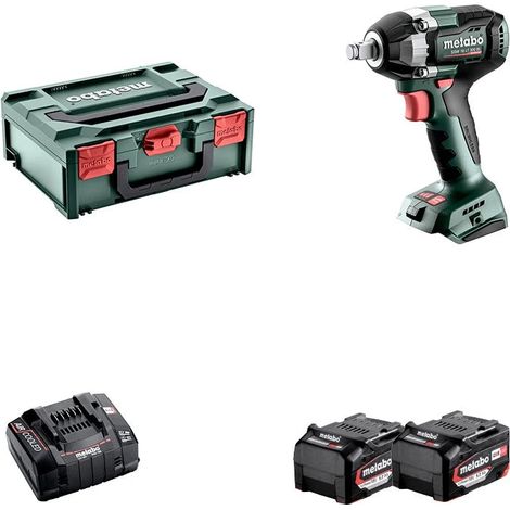 Boulonneuse à chocs 18V 300 Nm 1/2" + 2 batteries 18V 5,2 AH + 1 chargeur dans metaBOX - METABO (1/3)