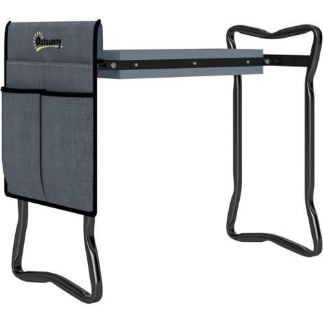 Banco plegable para arrodillarse, ideal para jardinería, con almohadilla para las rodillas y bolsillos para herramientas, soporta hasta 150 kg, 58 x 28 x 49 cm, color gris, disponible en tienda. (1/5)
