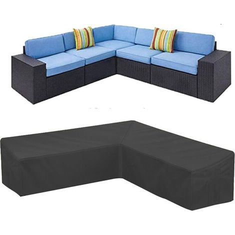 Housse de canapé d'angle de jardin étanche 210D Oxford housse de canapé anti-poussière pour meubles de jardin housse de canapé d'angle en forme de L noir 270X270X90CM