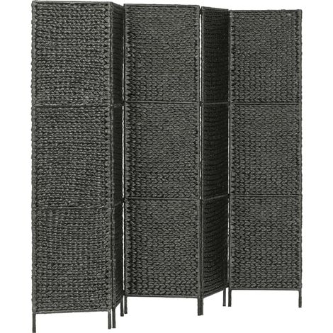 Paravent Cloison de séparation 5 panneaux, Pour Jardin, Balcon, Terrasse Noir 193x160 cm Jacinthe d'eau OIB1487E