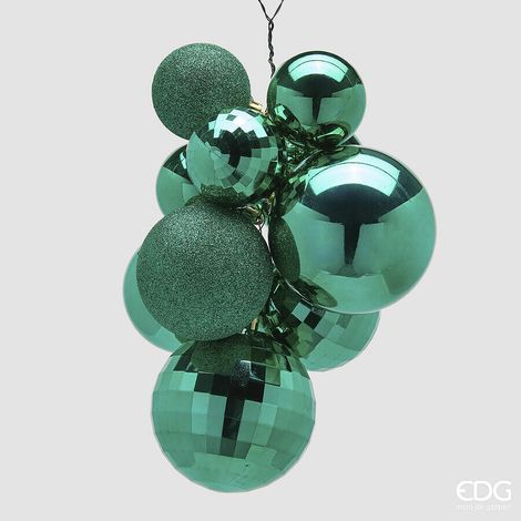 EDG Enzo De Gasperi Addobbo di Natale Grappolo MirrorMix 10 Pz Green