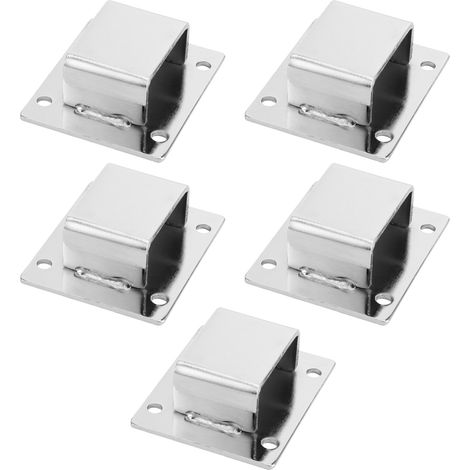 5 Pièces Support d'Étagère Murale en Acier Inoxydable, Fixation pour Tube, Attache de Rangement Argentée Type Scellé (1/5)