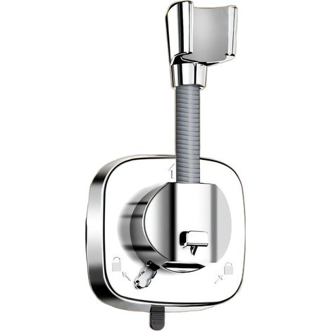 Support de Pommeau de Douche Rotatif à 360°, Ventouse Sans Perçage, Charge de 10 kg, Antidérapant et Antirouille, Support de Pommeau de Douche Amovible, Adapté à la Salle de Bain (Argent) (1/5)