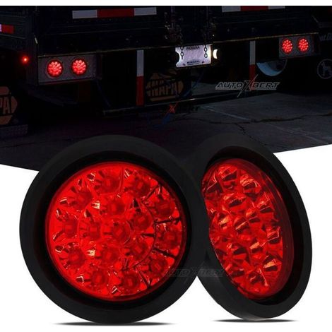 2x 24V étanche camion remorque rond feu arrière frein rouge led feu arrière pour Jeep pickup camion bateau tracteur (1/4)