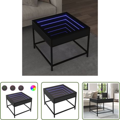 LED Beleuchtung - Couchtisch mit Infinity-LED Schwarz 50x50x41 cm (1/5)