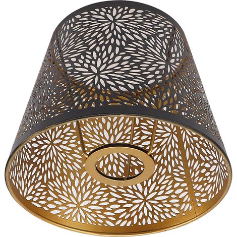 1 Abat-jour En Métal Noir Motif Doré Design Arbre Pour Douille E27 E26 Lampe Table Plafond