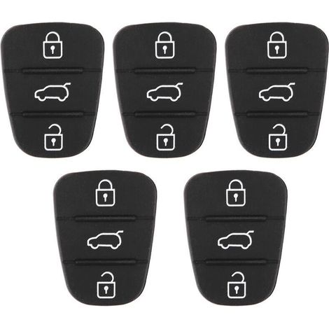 Clé de voiture, remplacement du bouton de clé de voiture, 5 pièces de coque de clé en caoutchouc 3 boutons pour Hyundai, pour Kia (sans lettre) (1/3)