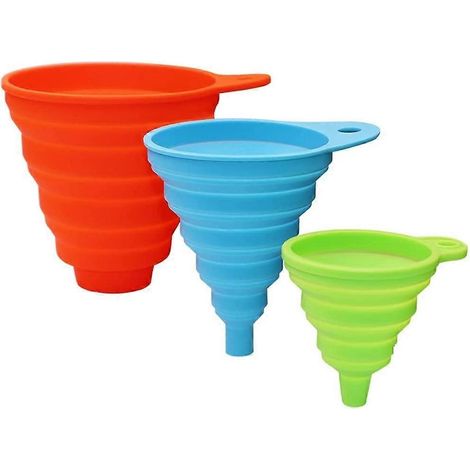 Pack Collapsible Funnels for Kitchen Use, Medium and Large Foldable Funnel Sets for Filling Bottles Canning and Jar, Food Kitchen Items, BPA Free, H (1/3)