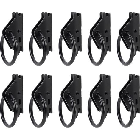 Ortviai Anneaux de fixation O pour rail E – 10 pièces en acier galvanisé, charge utile 1134 kg, noir